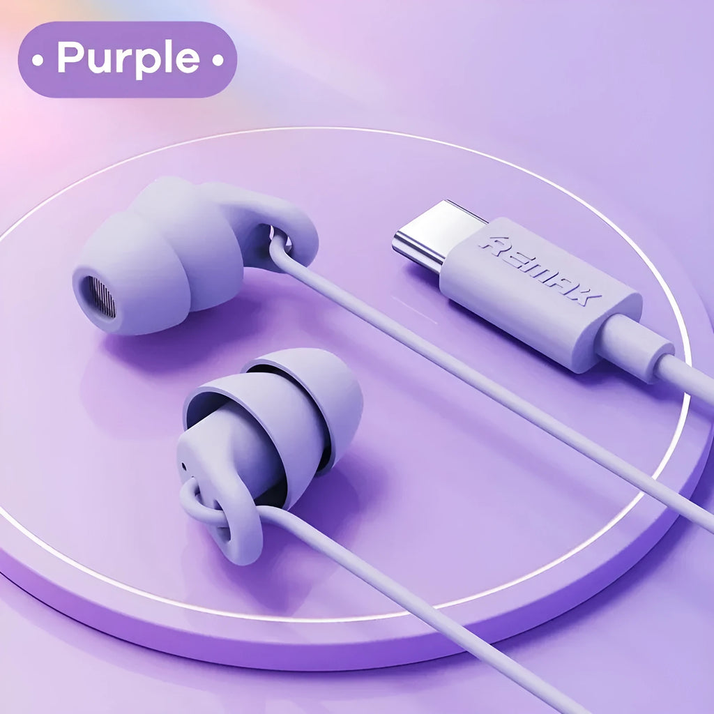 Remax Soft Sleep Earphones in black with silicone earbuds and 1.2m cable