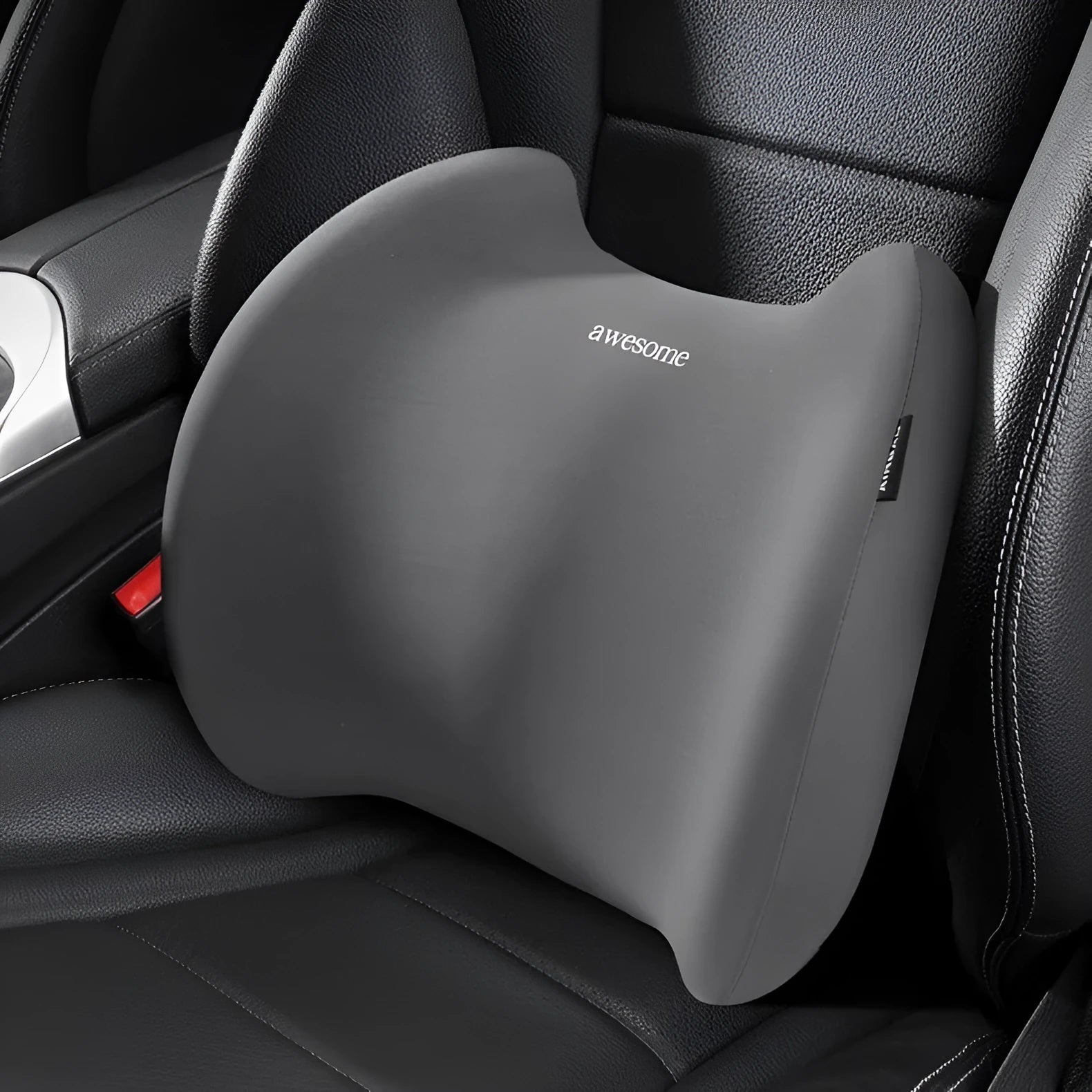 Car memory foam pillow set with headrest and lumbar support cushion in cotton cover