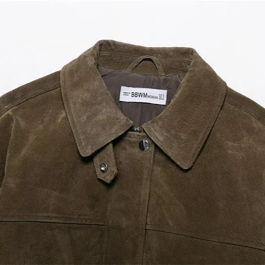 Women's medium thickness PU fabric jacket in regular fit Japanese Korean casual style