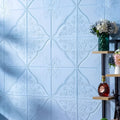 Light blue plants and flowers pattern XPE foam wall sticker with three-dimensional texture measuring 70cm square