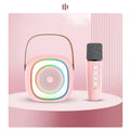 Wireless karaoke microphone with LED lights in black double wheat colour option