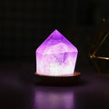 Natural amethyst cake tower night light with USB plug, purple, 5-6cm height, 6.5cm base