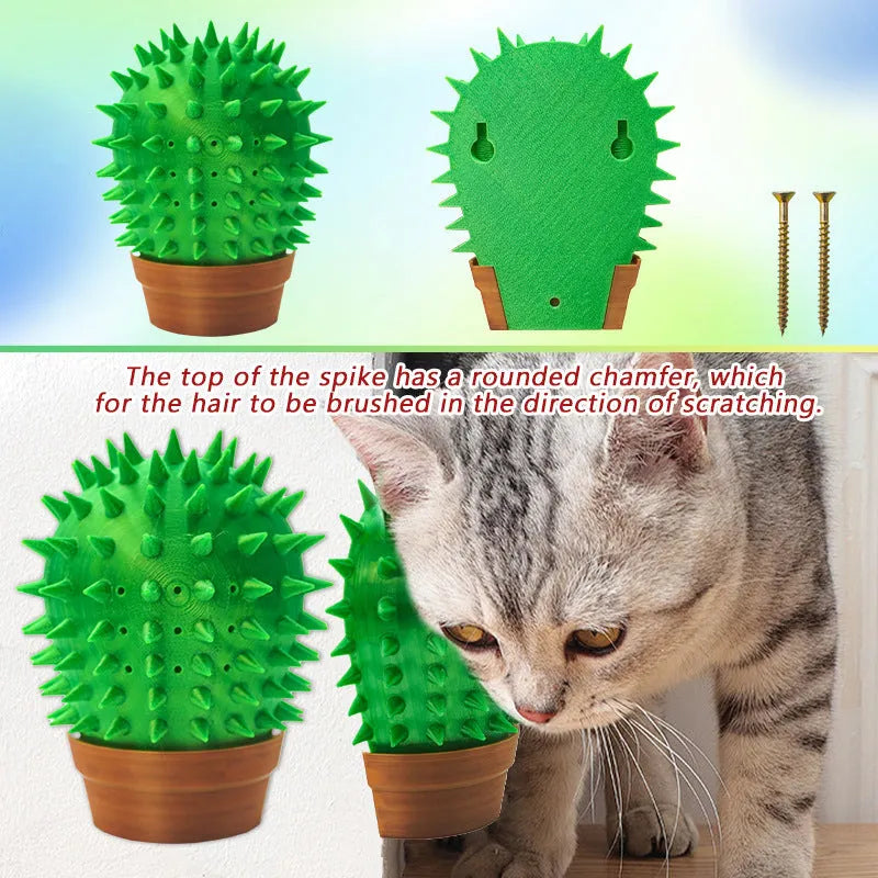 Creative Pet cactus cat scratch board in green plastic, 9x4x11cm, with automatic comb