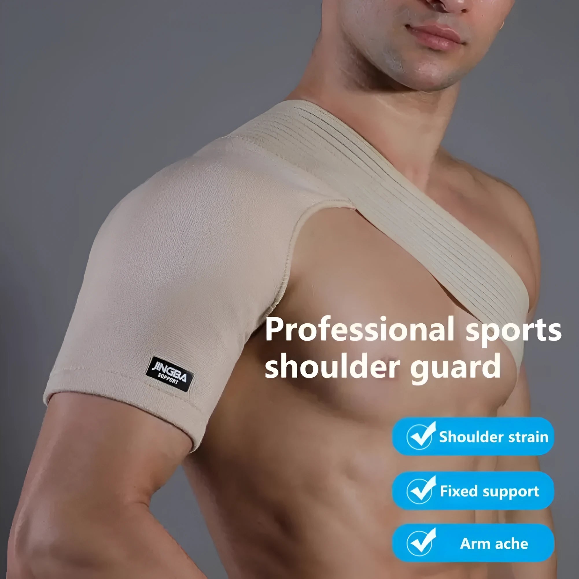 Adjustable one shoulder sports protective gear in skin colour with strap for universal fit