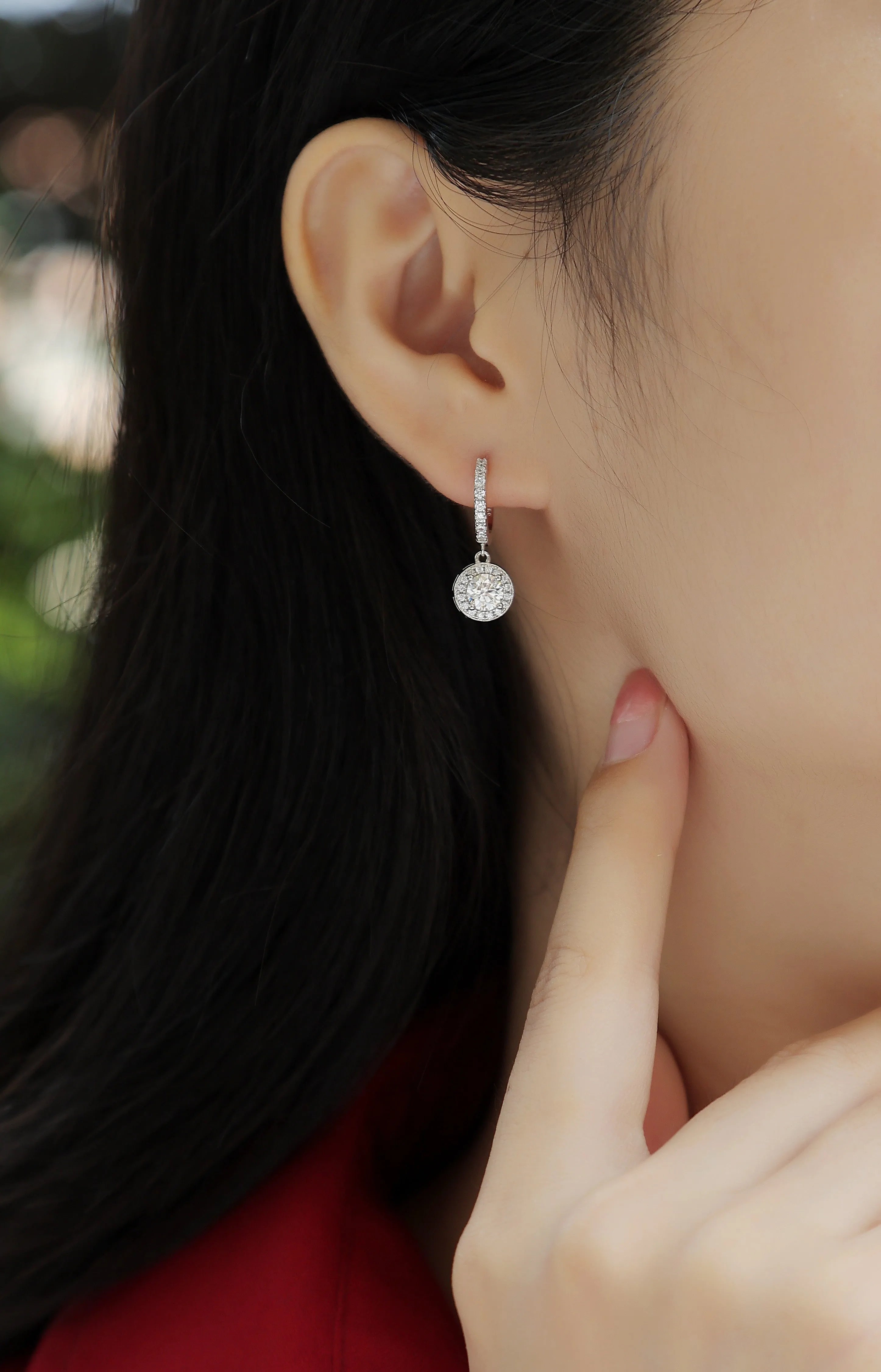 0.5-carat moissanite stud earrings S925 silver platinum-plated gift box jewellery