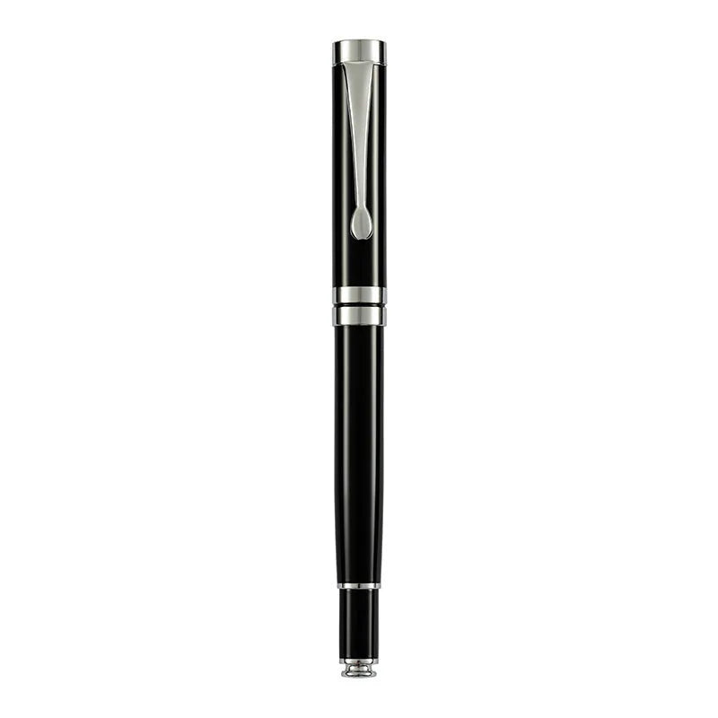 Metal fountain pen with gold clip for calligraphy practice and writing