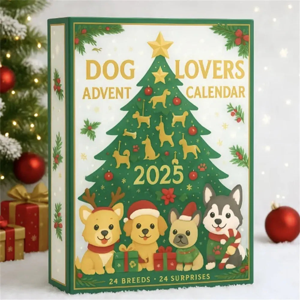 Dog lovers countdown calendar blind box with acrylic carved plated colour decoration and modern simplicity style