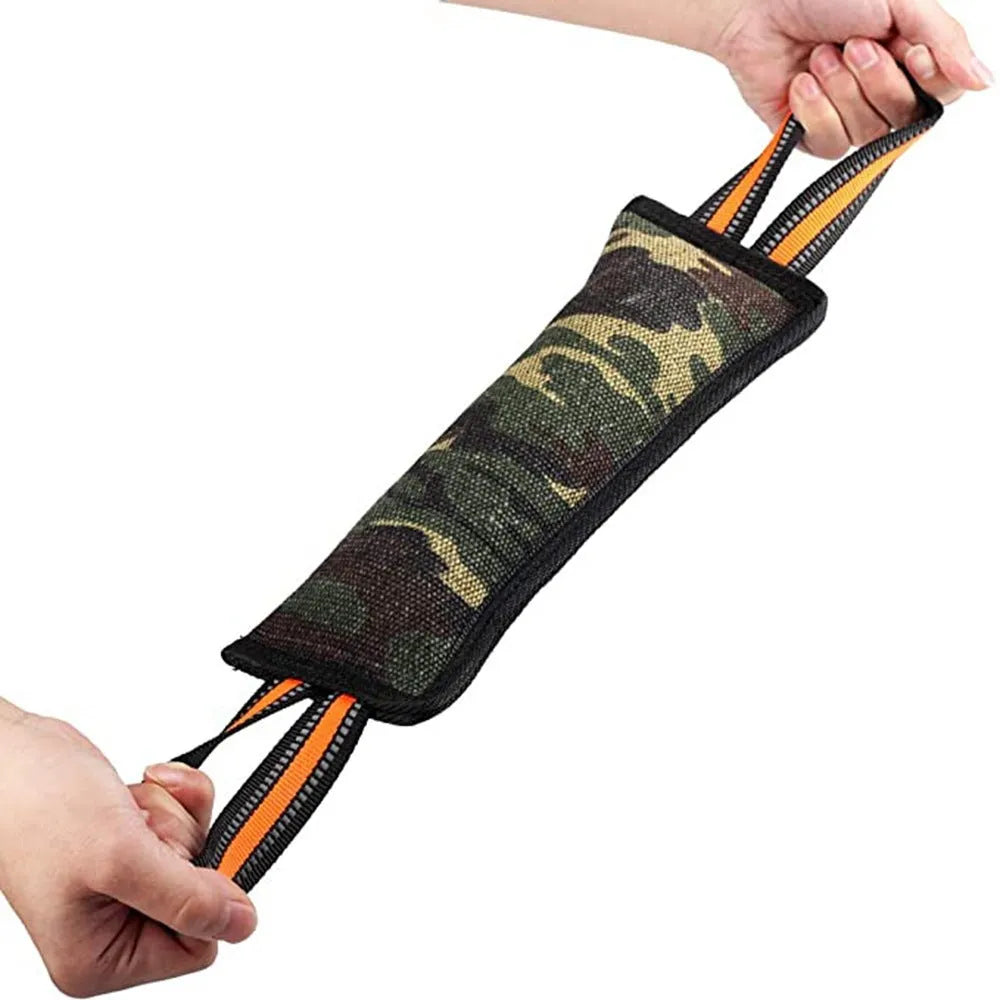 55cm long woven jute dog training bite stick with reflective yellow edge stitching