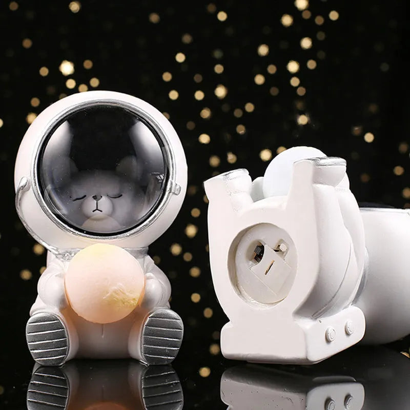 Animal-themed atmospheric night light with LED illumination and resin construction