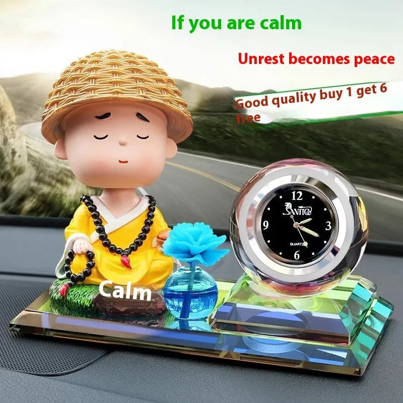Crystal glass carving car decoration doll with perfume function in blue colour