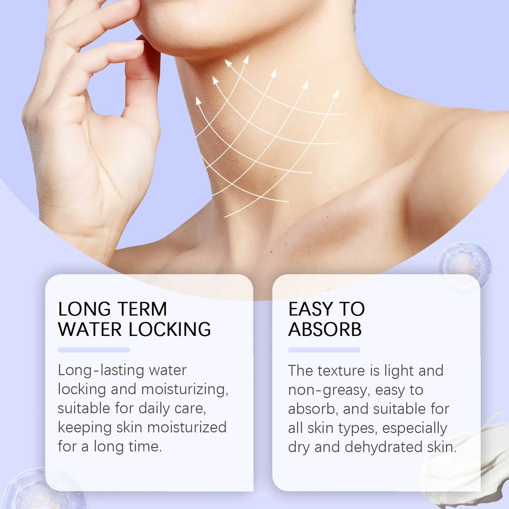 50g jar of neck skin cream for moisturising and firming with hydrolysed hyaluronic acid