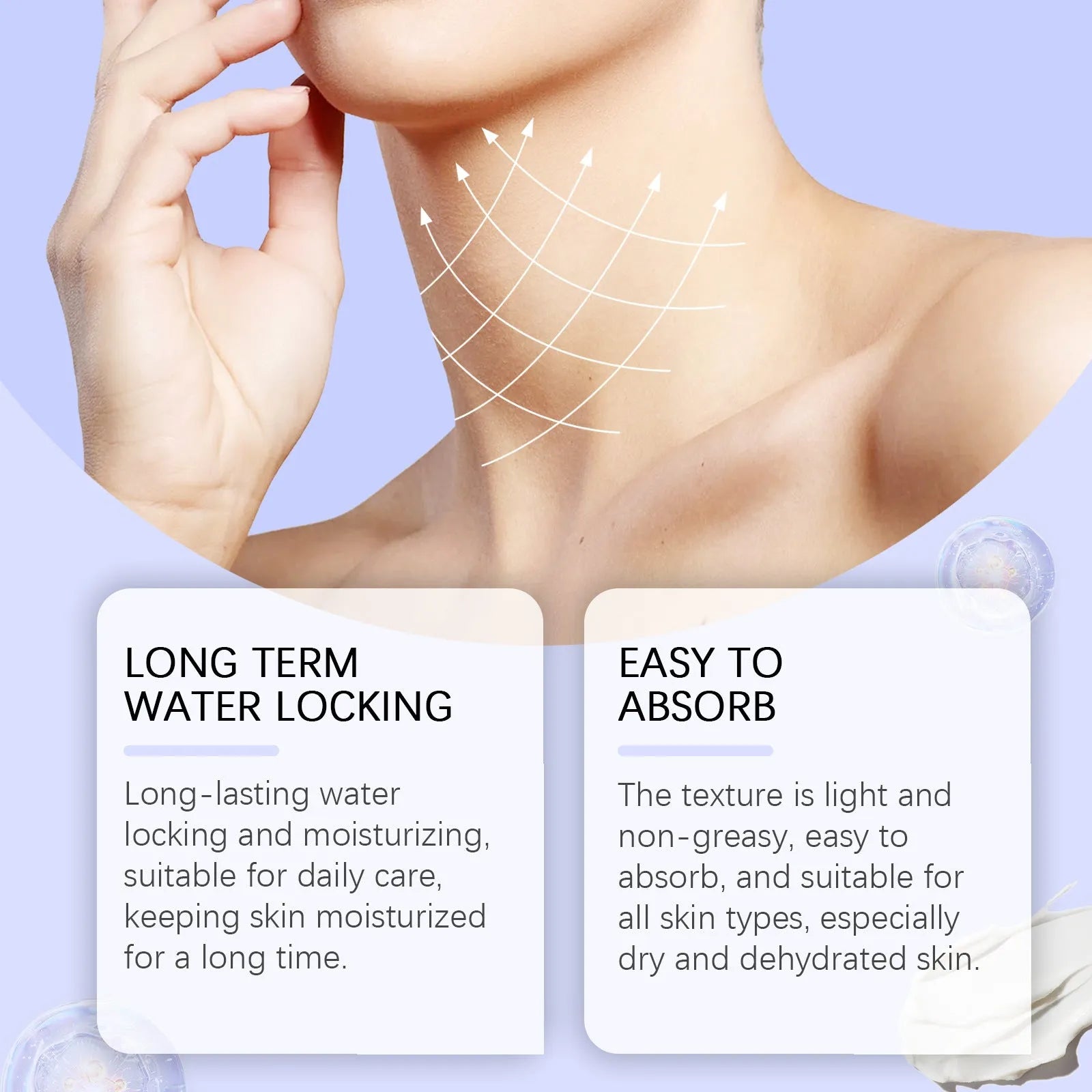 50g jar of neck skin cream for moisturising and firming with hydrolysed hyaluronic acid