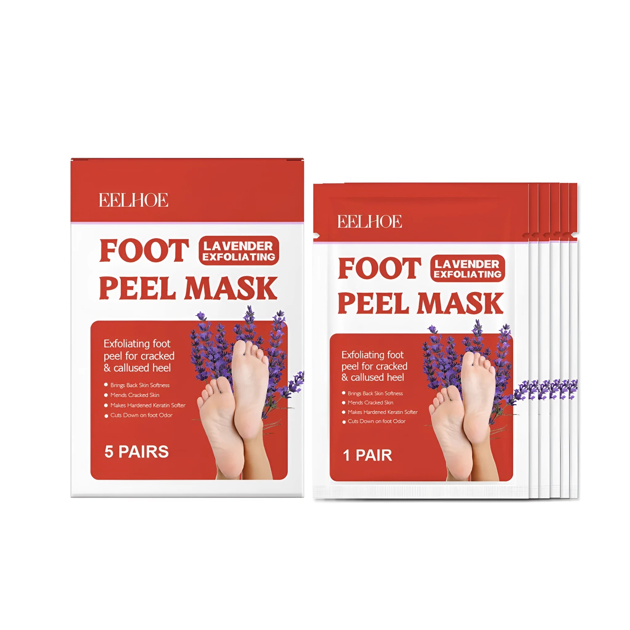 Lavender exfoliating foot mask 5 pairs salicylic acid urea foot peel treatment
