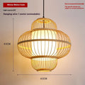 Bamboo lantern chandelier with 40x40cm shade, 220V, modern Chinese style and spotlight for restaurant use