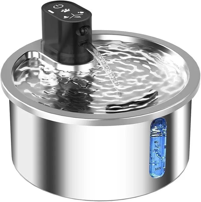 Stainless steel heated pet water fountain with constant temperature control unit