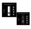 Rechargeable electric pepper and salt grinder set with clear acrylic body and LED light.