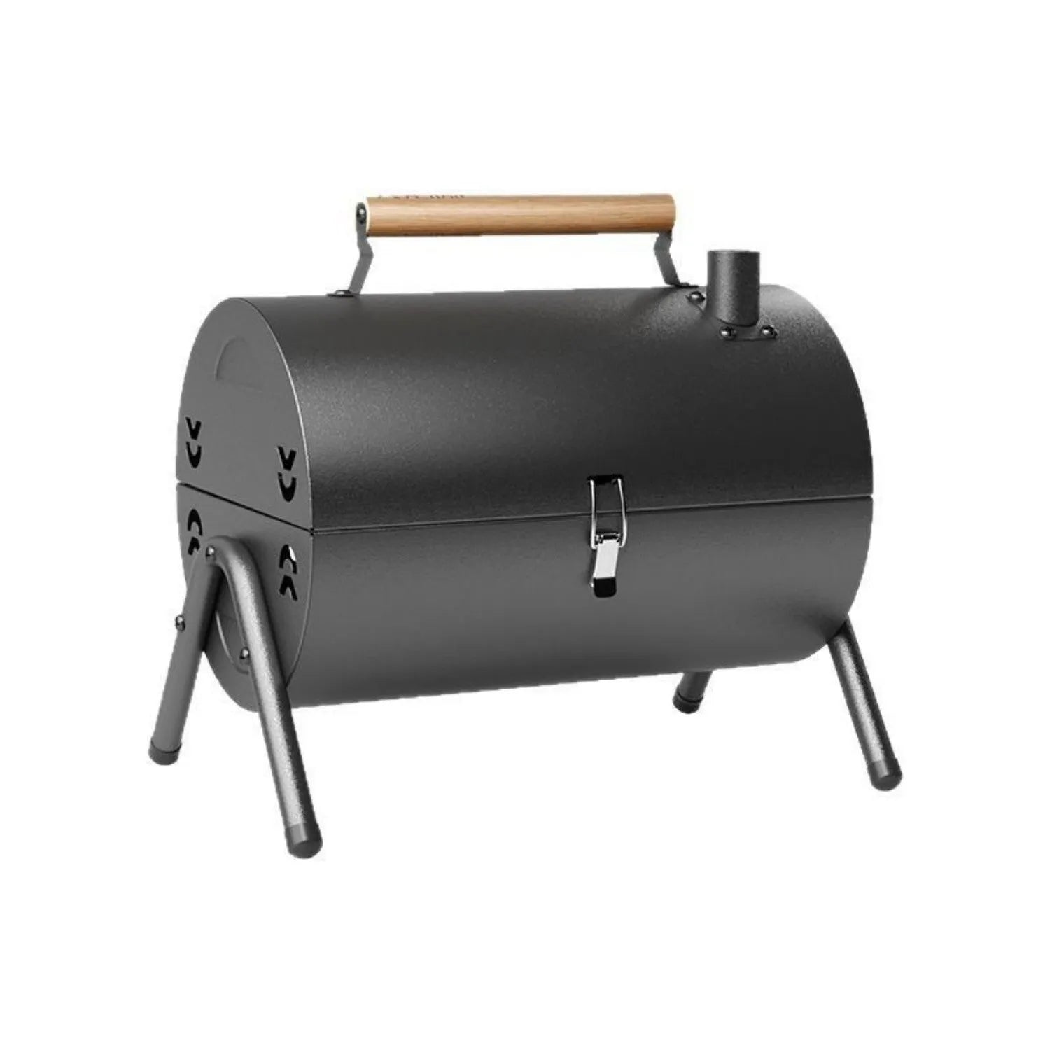 White portable folding charcoal grill with detachable oven net and carbon tank.