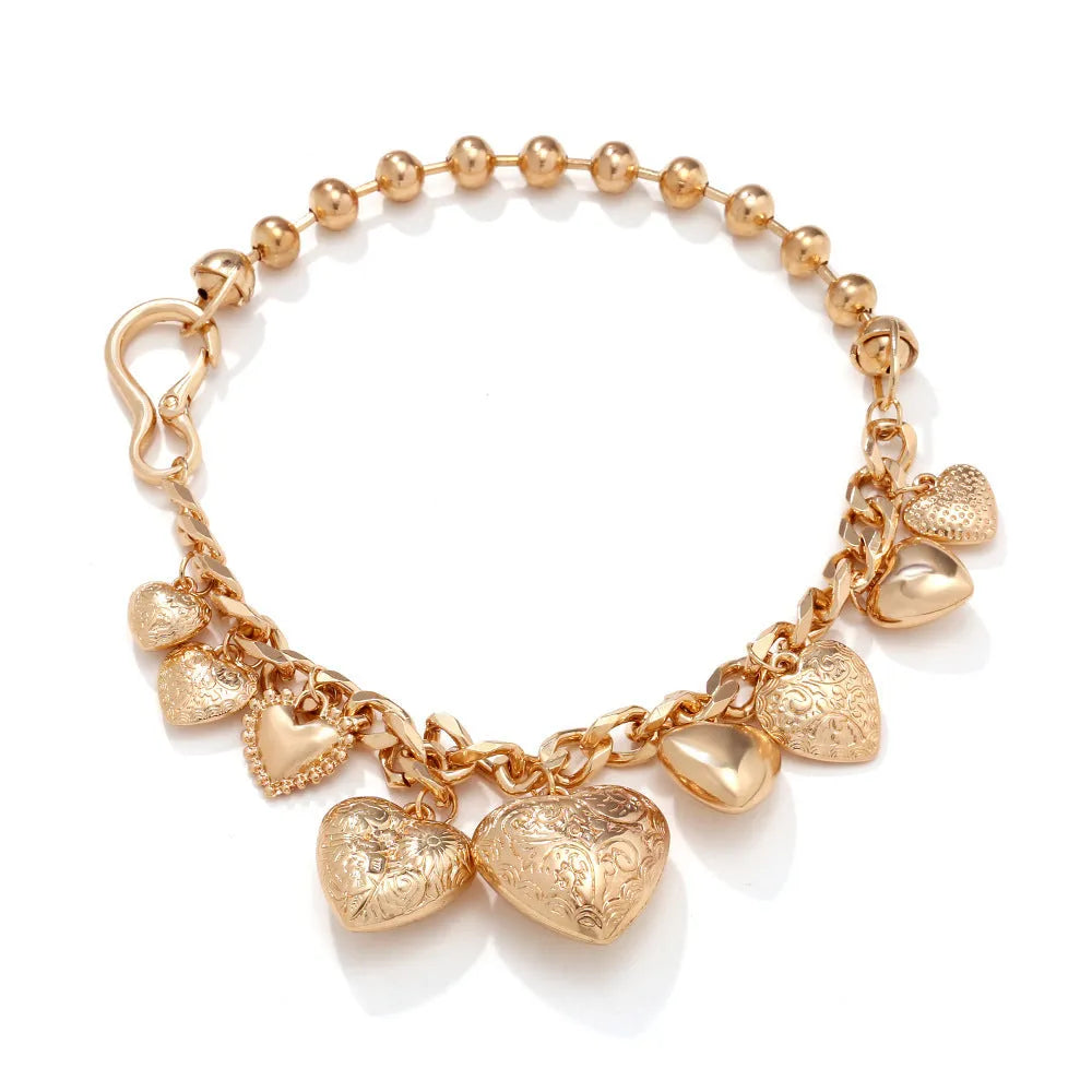 Carved heart pendant necklace on adjustable chain in gold or white K colour