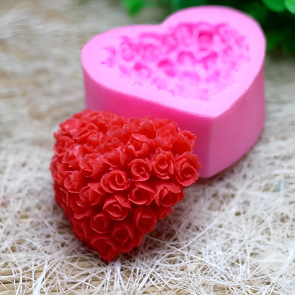 Pink rose silicone mould for Valentine's Day chocolate, fondant and cake decoration, single mould