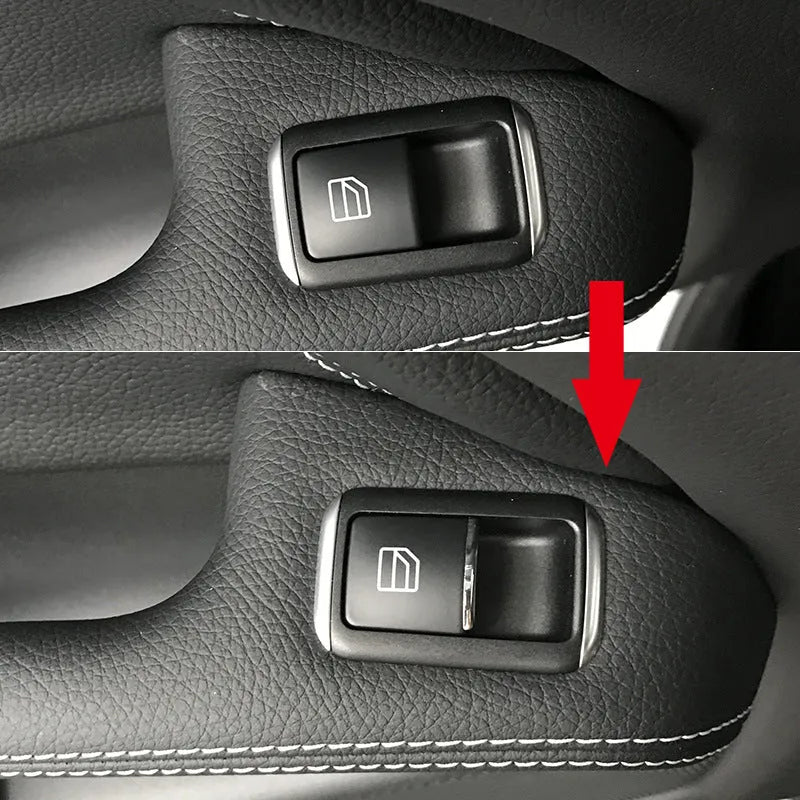 Black glitter decorative sticker for car window lift button modification.