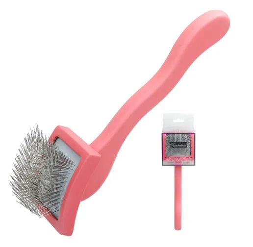 Wooden pet comb with rubber effect paint in multiple colours including canopy hair comb and crown hair comb styles