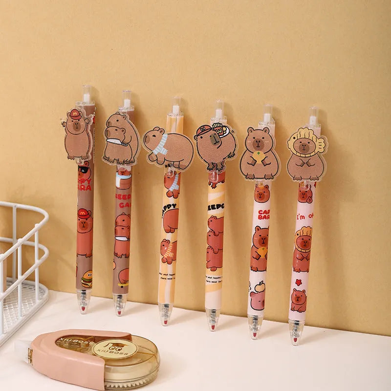 Cartoon bear design acrylic paster pressing gel pens in 48-piece box set with plastic shells