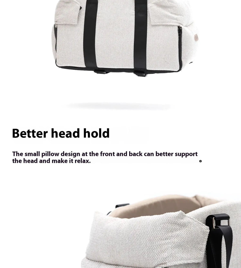 Beige white pet car nest diaper bag with dimensions 23x20x40cm for small dogs