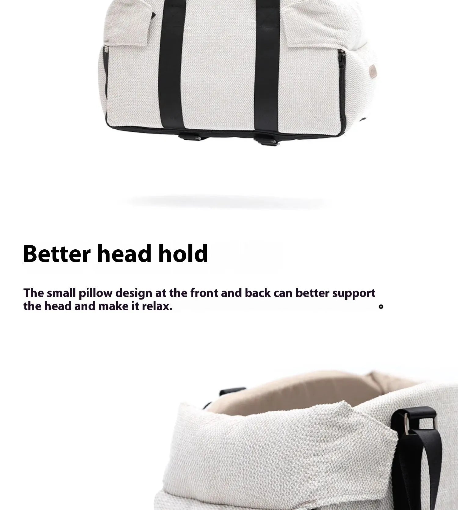 Beige white pet car nest diaper bag with dimensions 23x20x40cm for small dogs