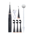 Electric toothbrush in white or black with 3 gears, USB charging, and optional 18mm or 20mm brush heads.