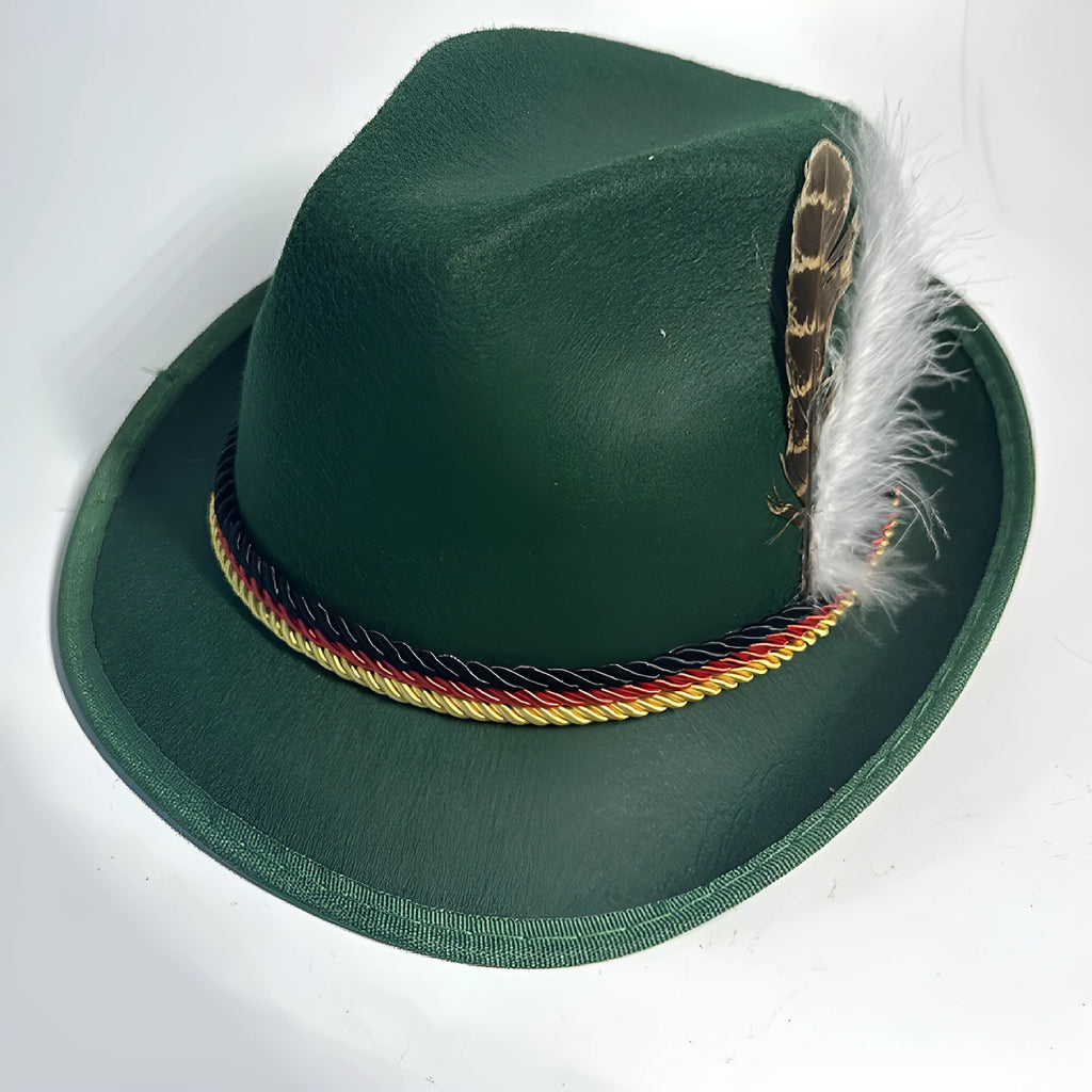 Velvet jazz hat fedora 30x26x14cm in light gray with composite turkey feather on side
