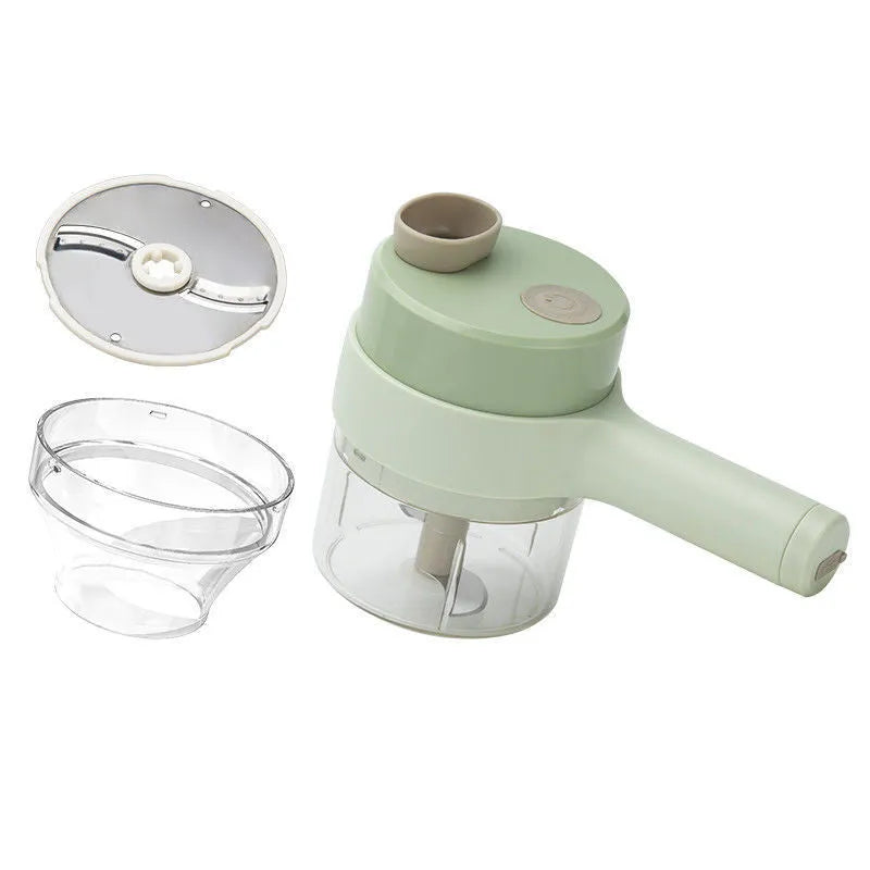 Wireless electric garlic masher, plastic vegetable chopper with slicer combo and Type-C cable