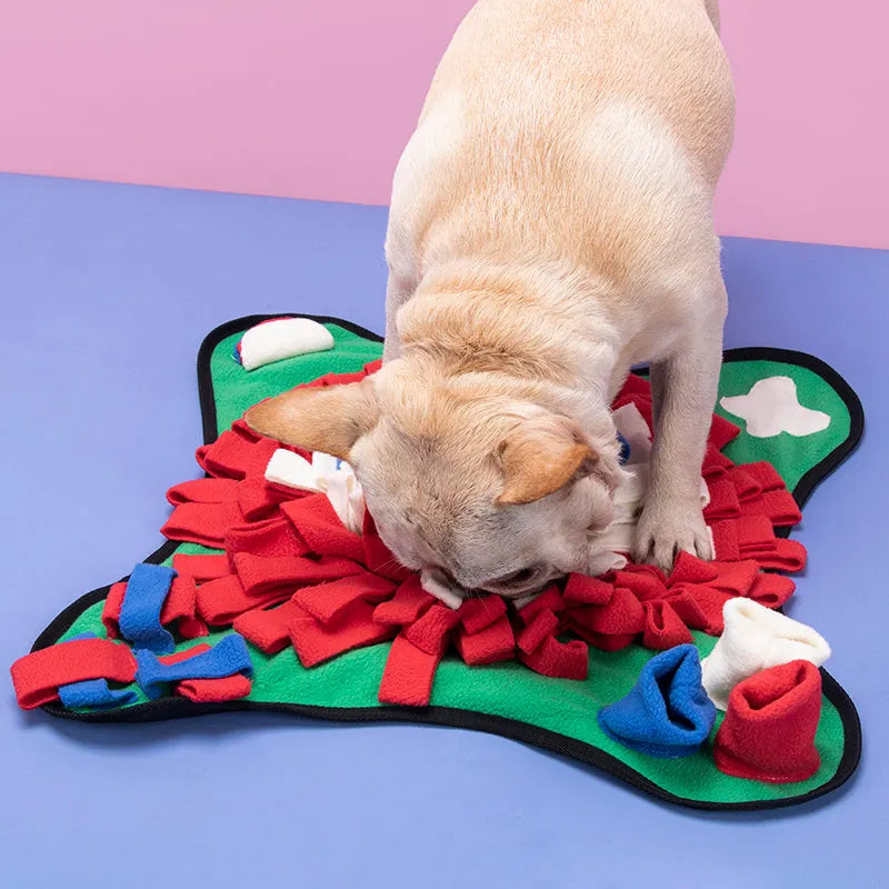 Fleece snuffle mat 45 cm for dogs with treat-dispensing folds