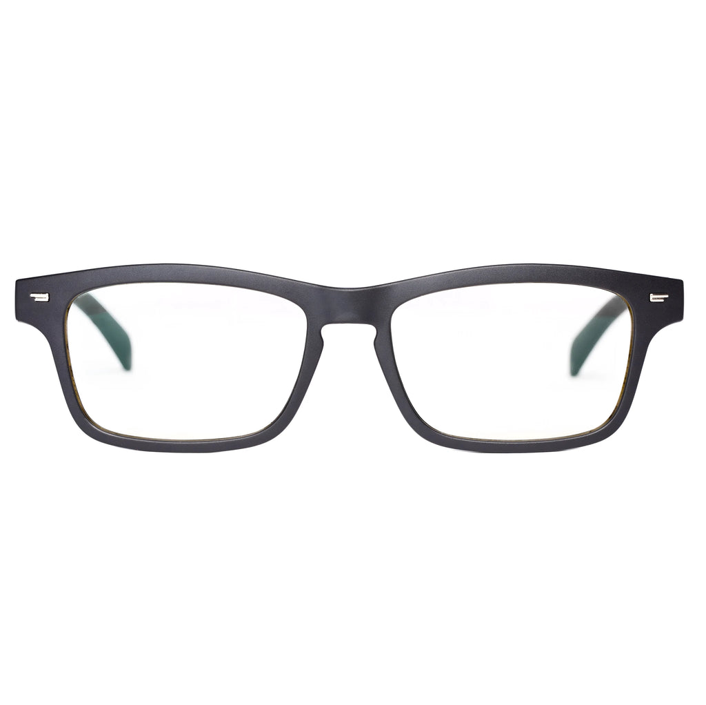 Black smart glasses with Bluetooth open-ear speakers, polarised lenses, and a sporty PC+ABS frame.