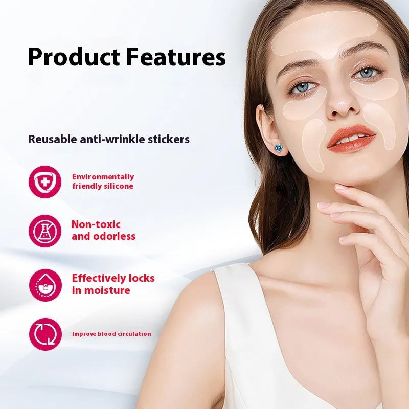 Five silicone anti-wrinkle stickers for facial wrinkle removal and prevention skincare