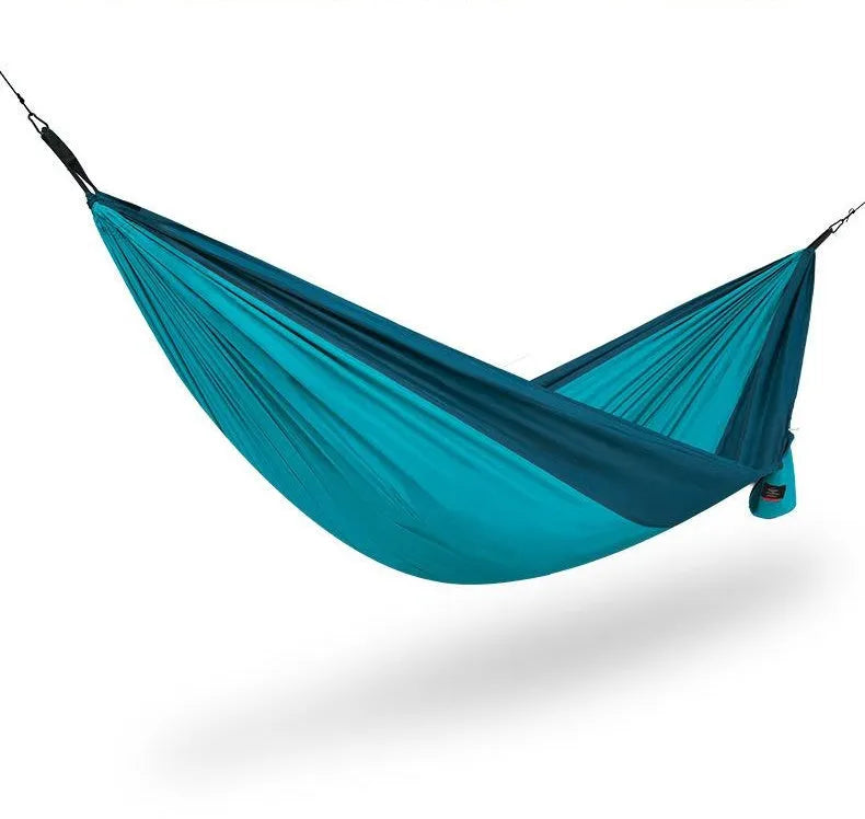 Ultralight double hammock in green 340T pongee with rope and buckle