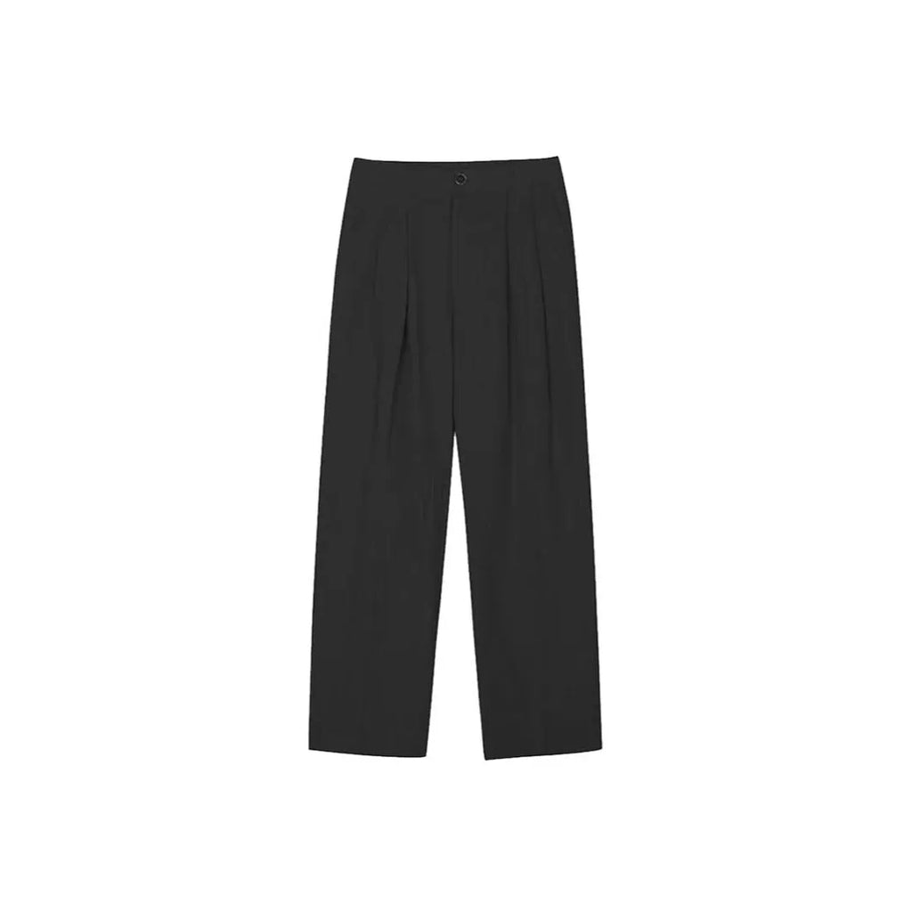 Men's apricot wide-leg cotton linen trousers with loose fit and Korean-style design