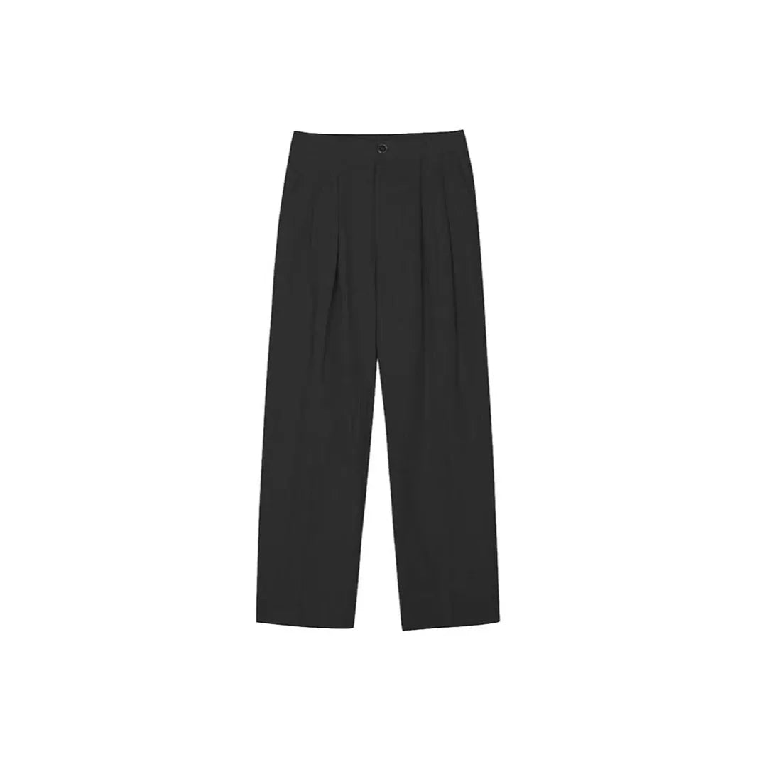 Men's apricot wide-leg cotton linen trousers with loose fit and Korean-style design