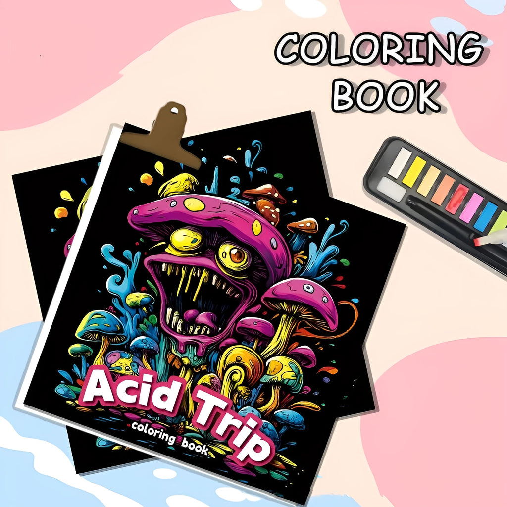 Acid tour coloured painting book with 200mm length on paper surface