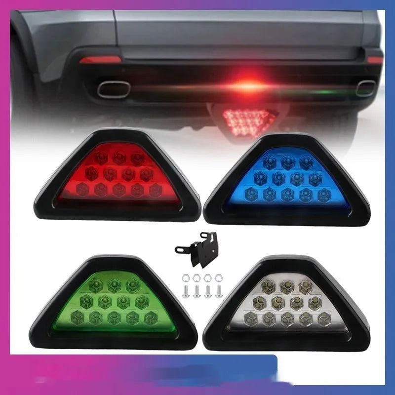 Universal LED triangle brake warning light for vehicles with colour options