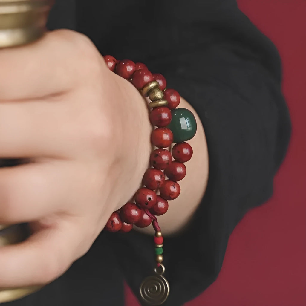 Handcrafted Bodhi double circle bracelet with retro personality style and cartoon design elements