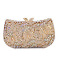 New fashion banquet dress gem handbag with diamond inlaid butterfly flower design in gold colour