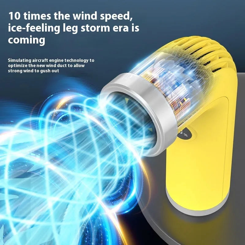 Bladeless high speed turbine little fan in apricot, pink, or yellow colour.