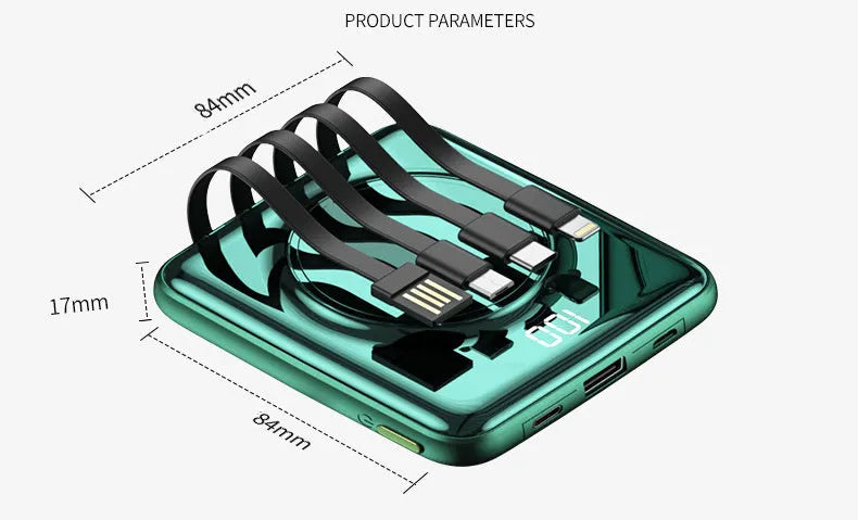 20000mAh PD fast charging power bank with LCD display in black, green, or red colour options