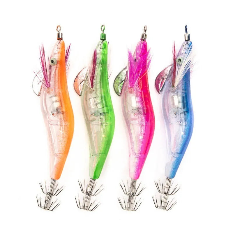 10cm electronic shrimp bionic hard bait with 2.5# hooks, 3D eyes, plastic body, and four colour options