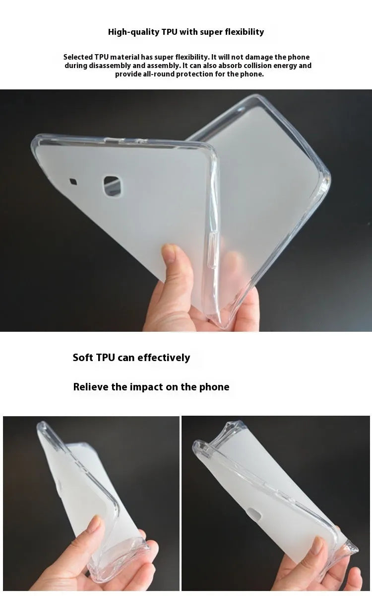 Clear ultra-thin silicone tablet protective case in transparent white simple style