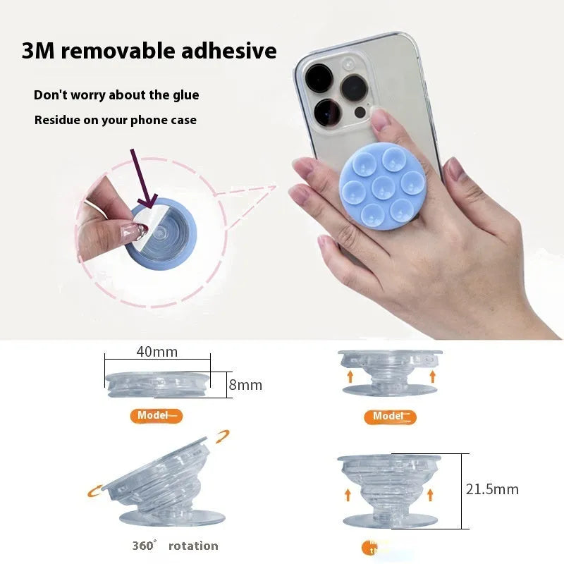 Universal silicone phone airbag bracket detachable foldable suction cup stand on a table for short video recording