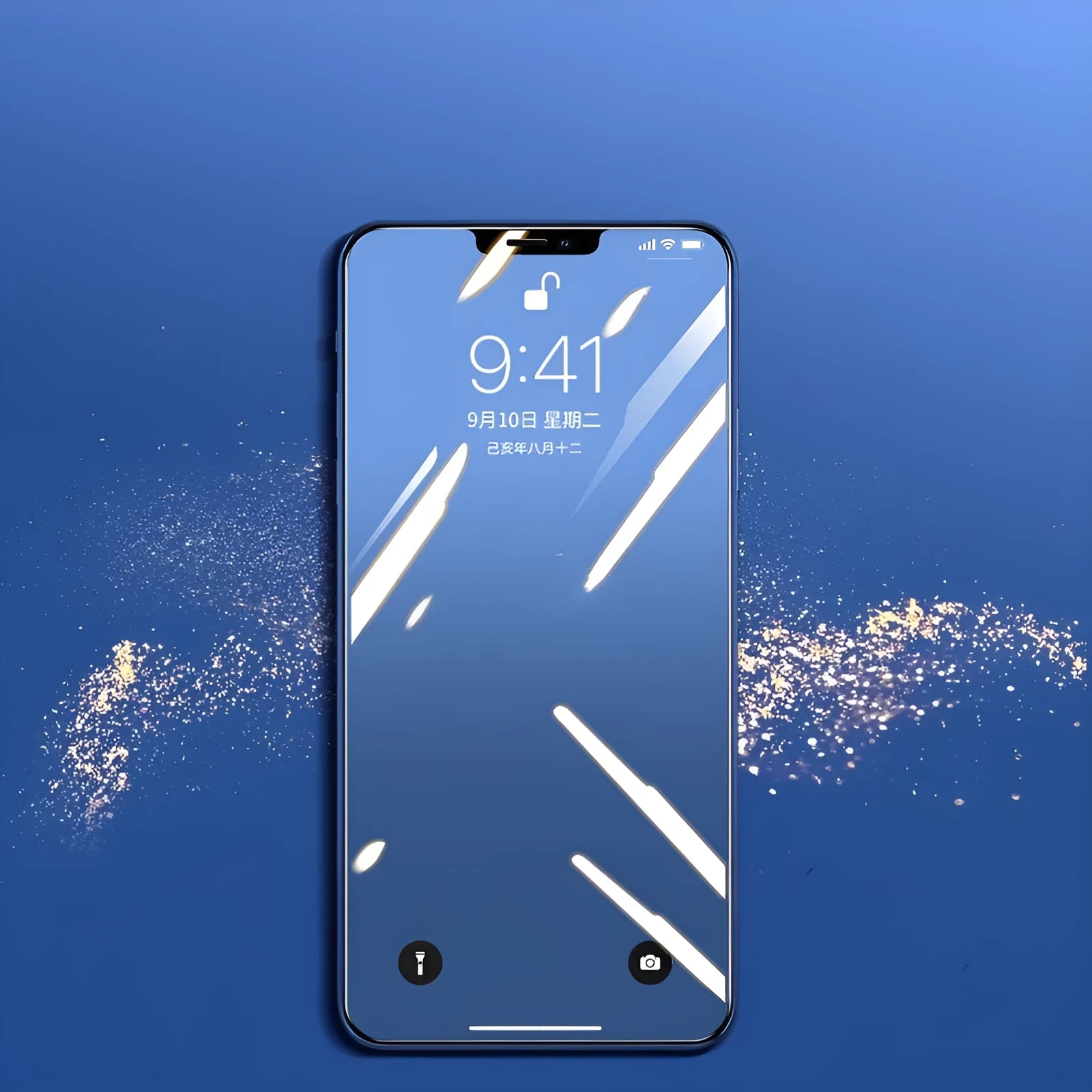 Tempered glass screen protector for iPhone in black, transparent, and white colour options.