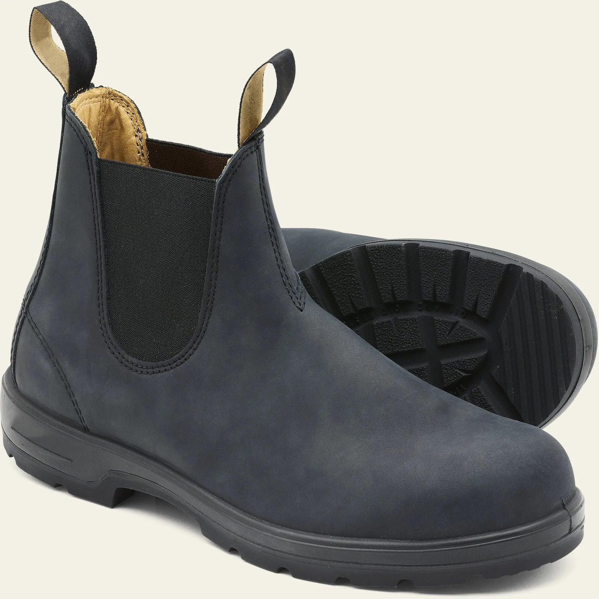 Vintage unisex brown Chelsea boot with frosted PU upper and beef tendon sole on a white background.