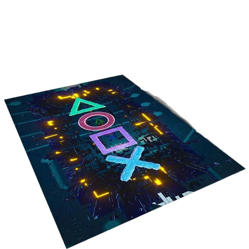 Large flocking printed carpet for living room and children's bedroom, machine washable, available in multiple sizes and colours