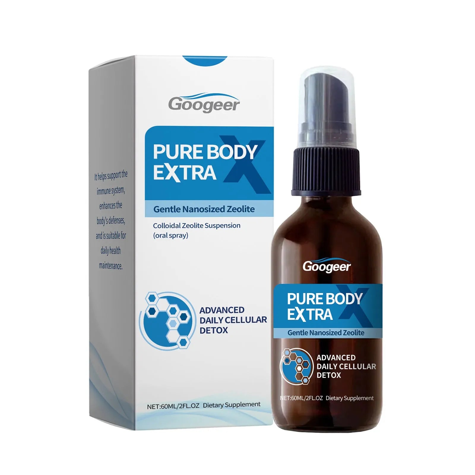 60ml oral spray body treatment product with spray mechanism for personal hygiene use